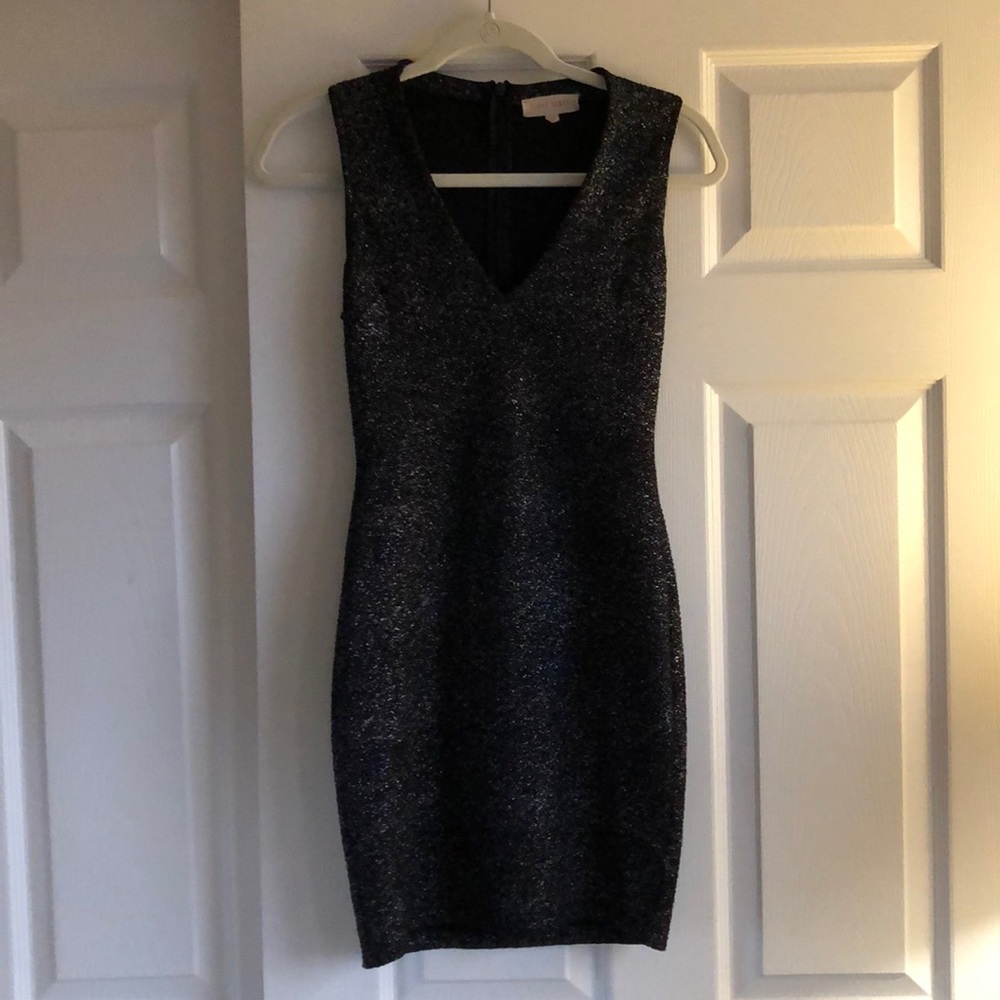 Sparkly formfitting V neck dress